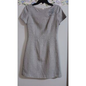 Grey 36 Small Lined Classic Feather Embroidered Mini Business Occasin Dress